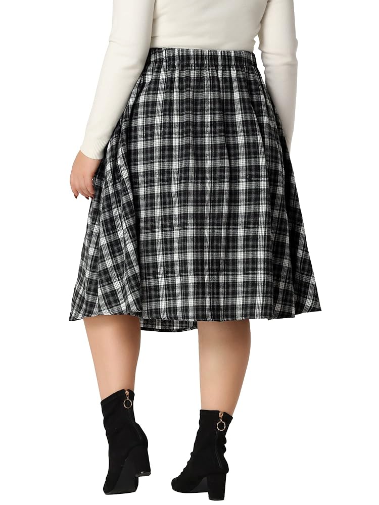 スカート amerge check circular feminine skirt Amazon.com: Agnes Orinda Plus Size Vintage Skirt for Women